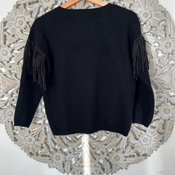 Angel Eye Black Western Country Fringe Sweater – Size Small - Picture 4 of 6